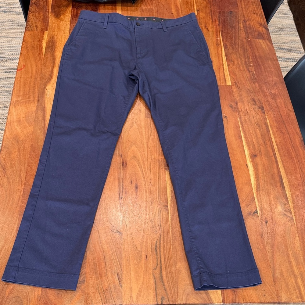 TED BAKER- Men's Navy Chino Pants -‎ Classic Straight Fit 36W x 31 - Picture 2 of 12